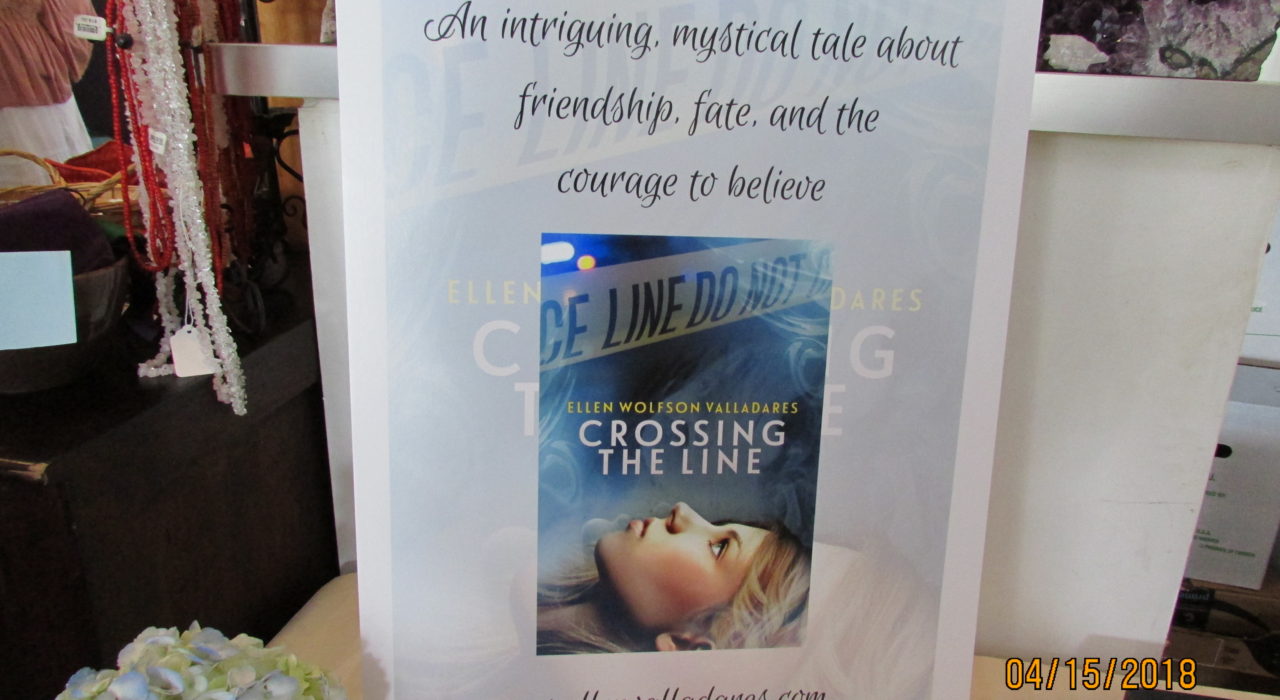 A board on the bookstore about Crossing the Line